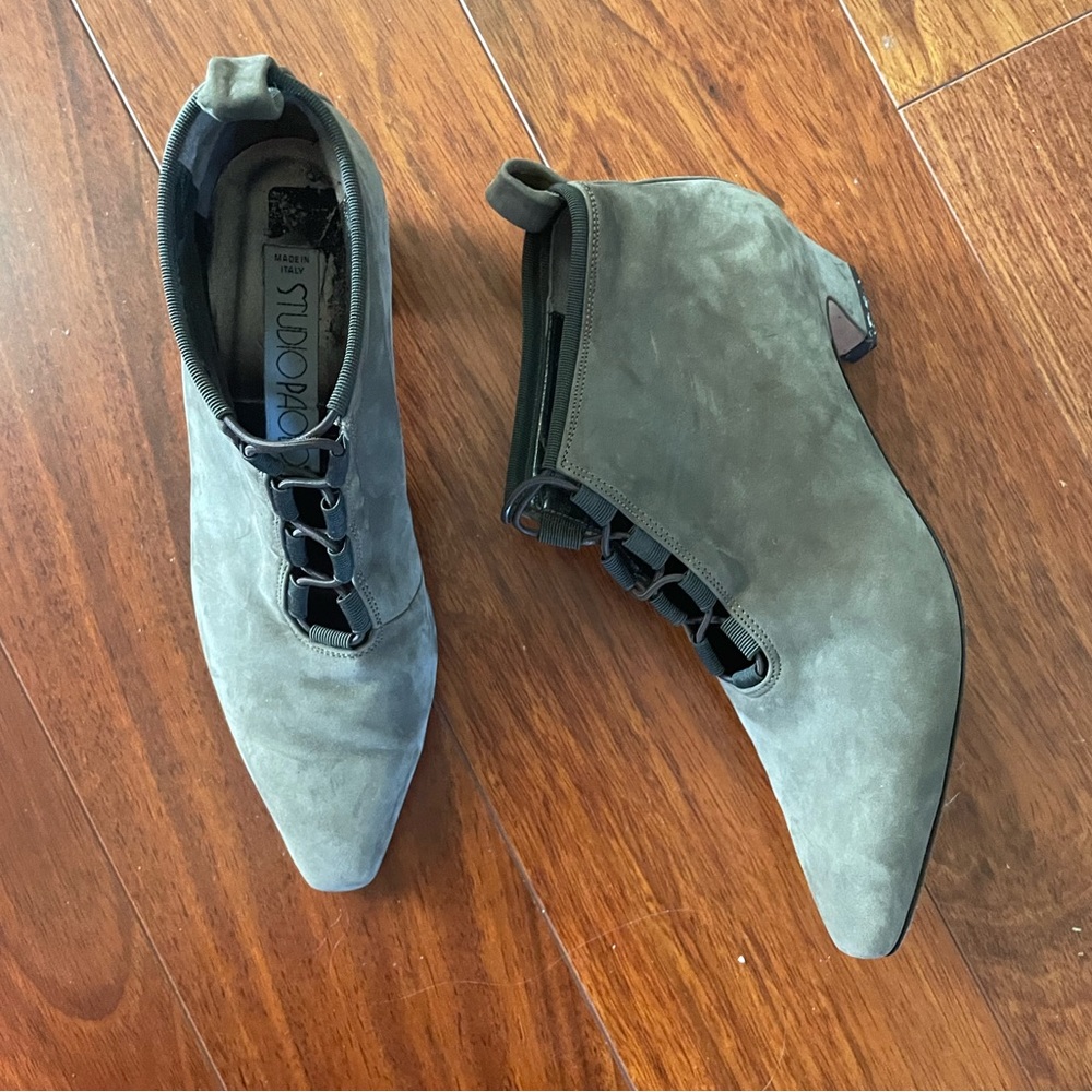 Vintage Suede Leather Boho Ankle Booties Size 7